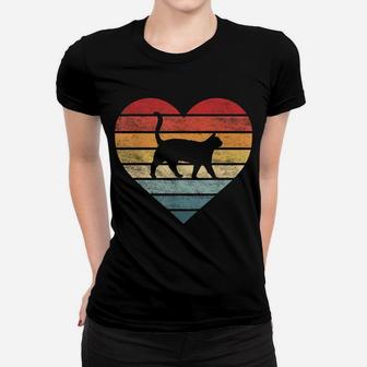 Cat Lover Gifts Vintage Pet Owner Kitty Heart Silhouette Women T-shirt | Crazezy CA