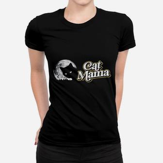 Cat Mama Vintage Eighties Style Cat Retro Full Moon Women T-shirt | Crazezy CA