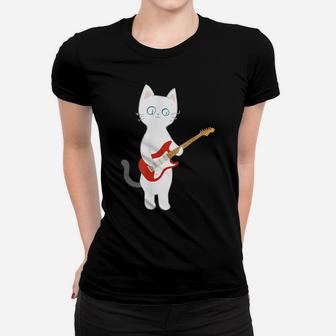 Cat Playing Electric Guitar Women T-shirt | Crazezy CA