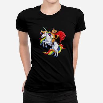 Cat Riding Unicorn Caticorn Kittycorn Kitty Kitten Women T-shirt - Thegiftio UK
