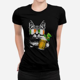 Cat St Patricks Day Irish Shamrock Beer Drinking Women T-shirt - Monsterry CA