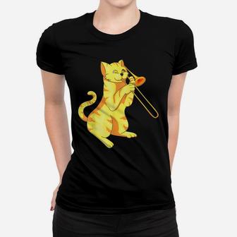 Cat Trombone - Meow Collection Gift For Music Lovers Women T-shirt | Crazezy