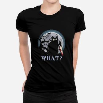 Cat What Black Cat Women T-shirt | Crazezy