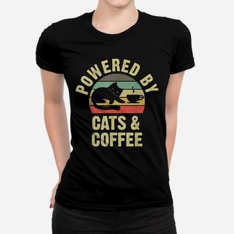 Cats & Coffee Lovers Funny Vintage Cat Kitty Kitten Lover Women T-shirt | Crazezy