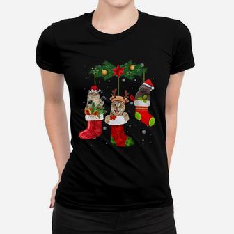 Cats In Christmas Sock Funny Pajamas Family Cat Lover Gifts Women T-shirt | Crazezy