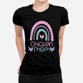 Chicken Mom Boho Rainbow Chicken Farmer Owner Funny Gift Raglan Baseball Tee Women T-shirt | Crazezy