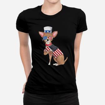 Chihuahua Dog Merica 4Th Of July Usa American Flag Women T-shirt - Monsterry UK