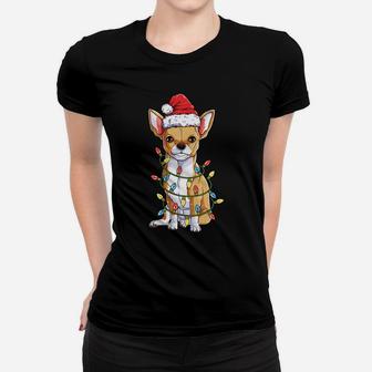 Chihuahua Santa Christmas Tree Lights Xmas Gifts Boys Men Sweatshirt Women T-shirt | Crazezy