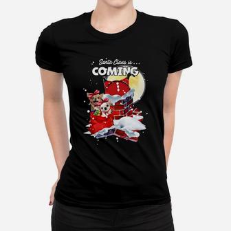 Chihuahua Santa Is Coming Gift For You Crewneck Women T-shirt - Monsterry UK
