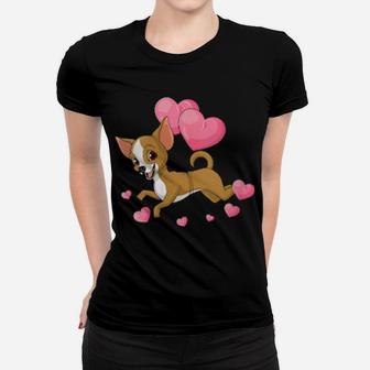 Chihuahua Valentines Day Holding Balloon Heart My Valentine Women T-shirt - Monsterry CA