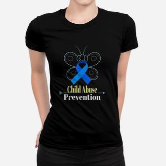 Child Awareness Butterfly Blue Ribbon Women T-shirt | Crazezy
