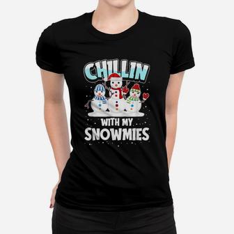 Chillin With My Snowmies Santa Women T-shirt - Monsterry