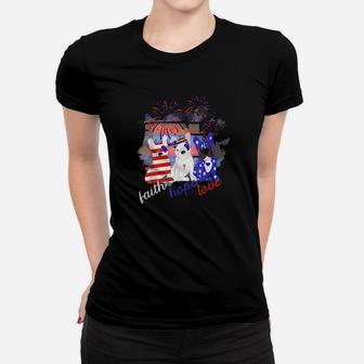 Christian Patriotic Pups Faith Hope And Love Inspirational Women T-shirt - Monsterry