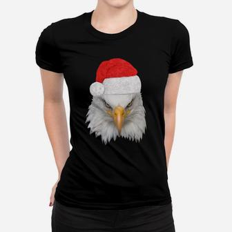 Christmas Eagle Patriotic Bald Eagle With Santa Hat Sweatshirt Women T-shirt | Crazezy