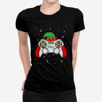Christmas Elf Gamer Controller Boys Kids Teens Gaming Xmas Women T-shirt | Crazezy
