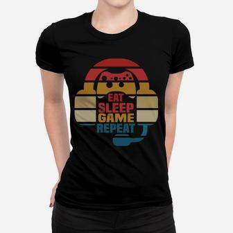 Christmas Gamer Shirt Eat Sleep Game Repeat Video Gamer Women T-shirt | Crazezy CA