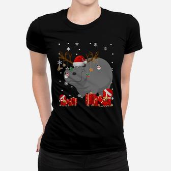 Christmas Hippo Funny Santa Reindeer Hippo Lover Gifts Sweatshirt Women T-shirt | Crazezy