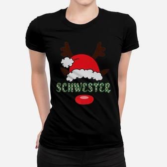 Christmas Holiday Santa Hat Reindeer Antlers Schwester Women T-shirt | Crazezy DE