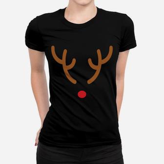 Christmas Hoodie Rudolph The Reindeer Antlers Red Nose Women T-shirt | Crazezy CA