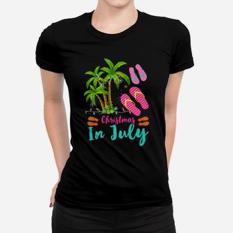 Christmas In July Ugly Christmas Flip Flops Summer Vacation Women T-shirt | Crazezy AU
