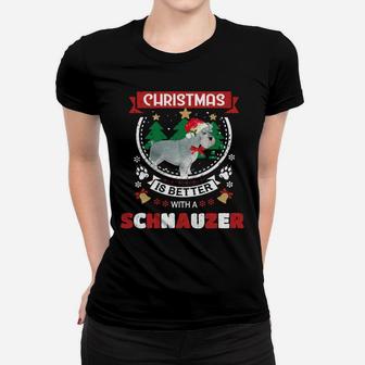 Christmas Is Better With A Schnauzer Christmas Tree Sweatshirt Women T-shirt | Crazezy UK