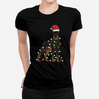 Christmas Lights Doberman Dog Lover Funny Xmas Gift Sweatshirt Women T-shirt | Crazezy CA