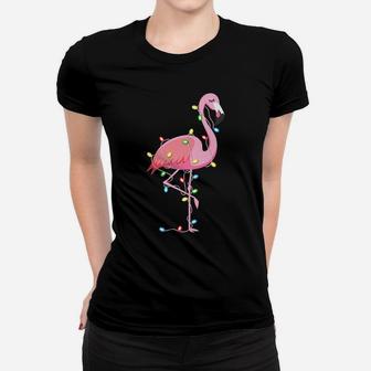 Christmas Lights Flamingo Lover Funny Xmas Gift Women T-shirt | Crazezy