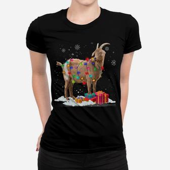 Christmas Lights Goat Celebrates Xmas Party For Goat Lover Sweatshirt Women T-shirt | Crazezy AU