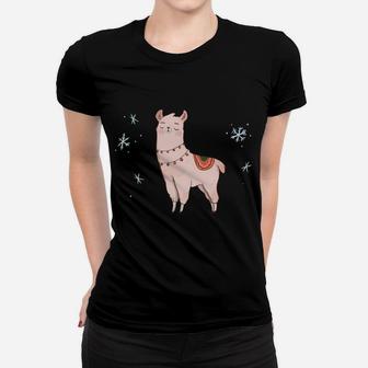 Christmas Llama Funny Cute Animal Alpaca Family Pajama Gift Sweatshirt Women T-shirt | Crazezy