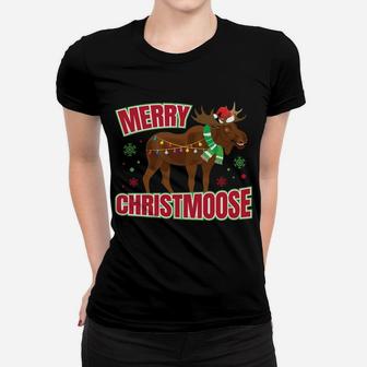 Christmas Merry Christmoose Moose Antlers Design Sweatshirt Women T-shirt | Crazezy AU
