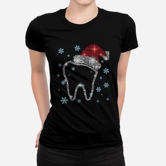 Christmas Tooth Santa Hat Funny Dentist Dental Assistant Sweatshirt Women T-shirt | Crazezy CA