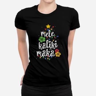 Christmas Tree Light Mele Kalikimaka Tropical Hawaii Women T-shirt | Crazezy