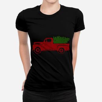 Christmas Tree Red Truck Funny Xmas Family Gift Sweatshirt Women T-shirt | Crazezy