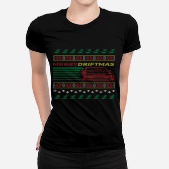 Christmas Ugly Sweater Merry Driftmas Car Design Women T-shirt | Crazezy DE