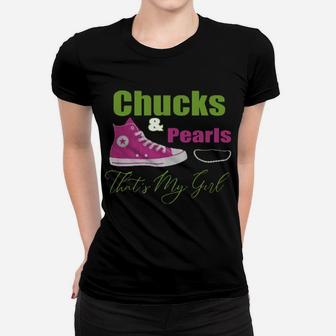 Chucks And Pearls That's My Girl Women T-shirt - Monsterry