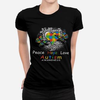 Classic Peace Hope Love Autism Awareness Women T-shirt - Monsterry DE