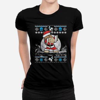 Cocker Spaniel Dog Wearing Santa Claus Outfits Dab Dance Women T-shirt - Monsterry
