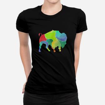Colorful American Bison Wildlife Animal Buffalo Women T-shirt | Crazezy