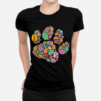 Colorful Egg Easter Paw Funny Dog Cat Lovers Easter Day Gift Women T-shirt | Crazezy CA