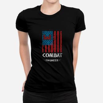 Combat Engineer American Flag Distressed Us Military Women T-shirt - Monsterry