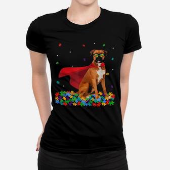 Cool Boxer Autism Awareness Graphic Dog Lover Women T-shirt - Monsterry