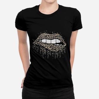 Cool Lips Bite Kiss Me Leopard Women T-shirt | Crazezy UK