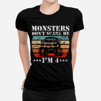 Cool Monster Truck Birthday Party 4 Year Old Boy Truck Gift Women T-shirt | Crazezy CA