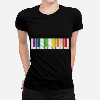 Cool Rainbow Piano Lgbt Pride Gift Men Women Funny Musician Women T-shirt | Crazezy