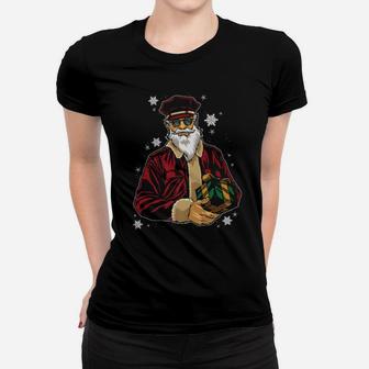 Cool Santa Police Officer Giving Gift On Xmas Women T-shirt - Monsterry DE