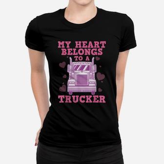Cool Truckers Wife Gift For Women Funny Truck Driver Girl Women T-shirt | Crazezy