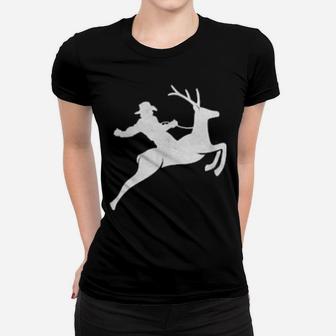 Cowboy Riding A Deer Distressed Women T-shirt - Monsterry AU