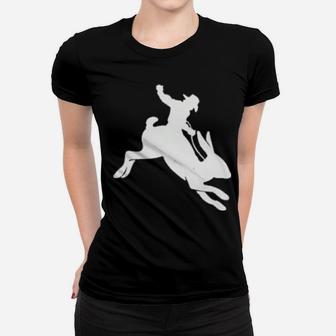 Cowboy Riding A Rabbit Distressed Women T-shirt - Monsterry DE