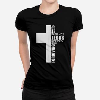 Cross With Words Christian Love Faith Church Pray Women T-shirt | Crazezy