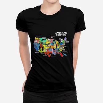 Cryptids Map Of The Usa Women T-shirt | Crazezy